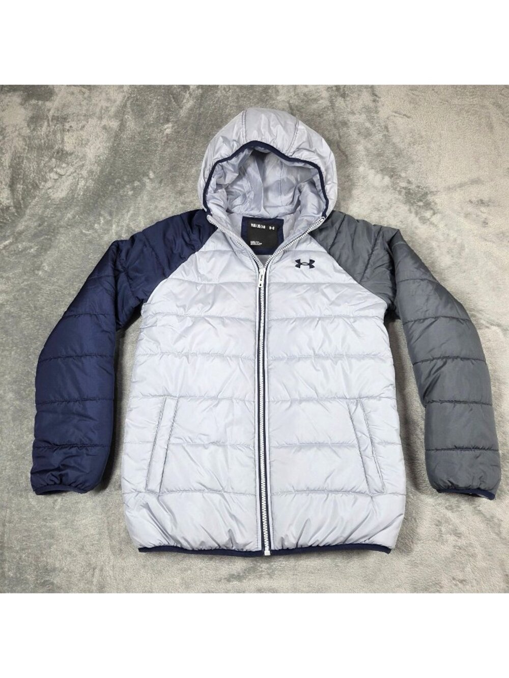 Under Armour Jacket Boys Youth Large Gray UA Tuckerman Lightweight Puffer Coat